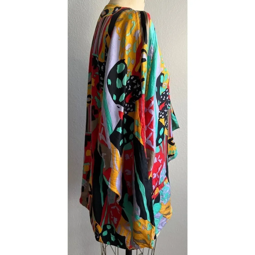 AR USAGI Vintage 80s Retro 100% Silk Blazer Bold‎ Amazing sz Medium EUC